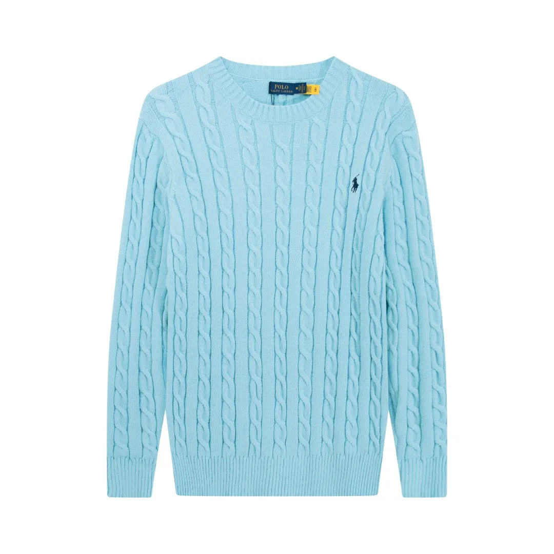 P210 [Ralph Lauren round neck solid color pony embroidery logo twist knitted sweater] ✅Ralph Lauren classic basic versatile knitted pullover crew neck sweater for men and women ✅Main supplier platform live broadcast Wholesale entity Replenish when out of stock will not be removed from the shelves ✅ZP quality 1:1 pattern making Scan the code to enter the GF website Counter quality ✅Detailed quality is the only one in Guangzhou Imported quality cotton yarn Focus on high-end cost-effective Good quality Needless to say ✅The version is restored to the original version. The maximum size can be worn up to 1105 pounds. Loose, comfortable and stress-free. ✅The upper body is simple and easy to match. A must-have for ootd. Good-looking clothes are never picky. A must-have in couples’ wardrobes. Size: S-XL. Color: black, white, gray, royal blue, pink, sky blue, khaki.